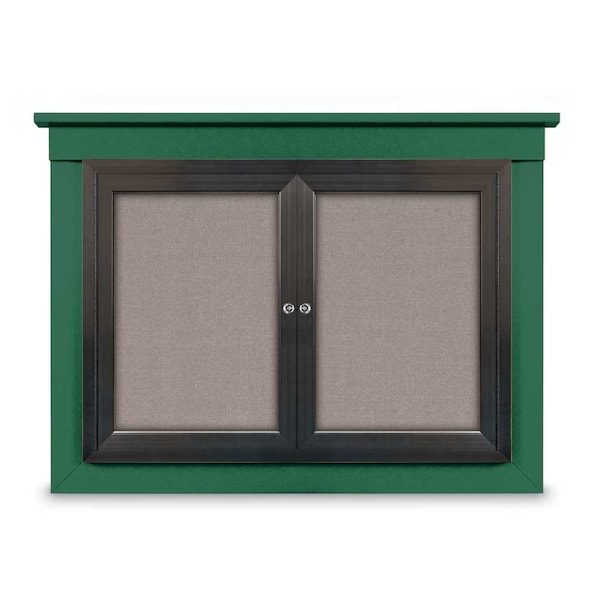 24"x36" 1-Door Enclosed Outdoor Letterboard, Hdr, Blue Felt/Satin